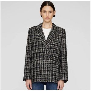 Anine Bing Madeleine Double Breasted Tweed Blazer
